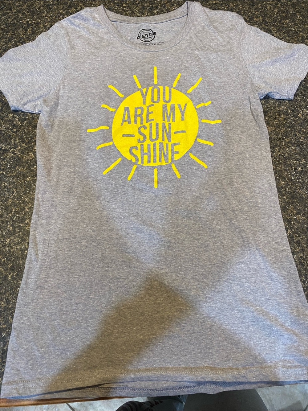 Woman’s Gray 'You Are My Sunshine' Tee with Yellow Sun Graphic